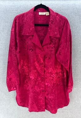 VTG Victoria's Secret Women's M/L Gold Label Red Floral Oversized Night Gown